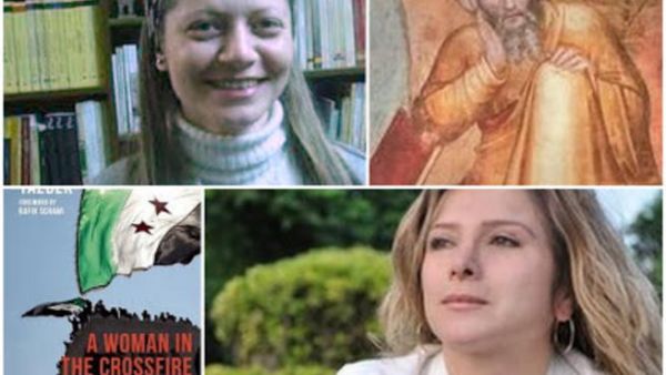 Clockwise: Razan Zaitouneh, Ibn Rushd, Samar Yazbek and her book. Image source: Mich Cafe.