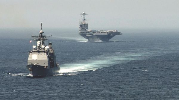 The Russian ships will have to compete with the presence of the US navy in the Med. Seen here is the guided-missile cruiser USS Gettysburg, left, and the aircraft carrier USS Harry S Truman transiting the Strait of Gibraltar on August 3, 2013 on their way to the Mediterranean Sea. (AFP)