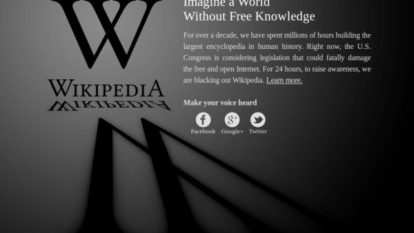 Wikipedia page during Blackout.