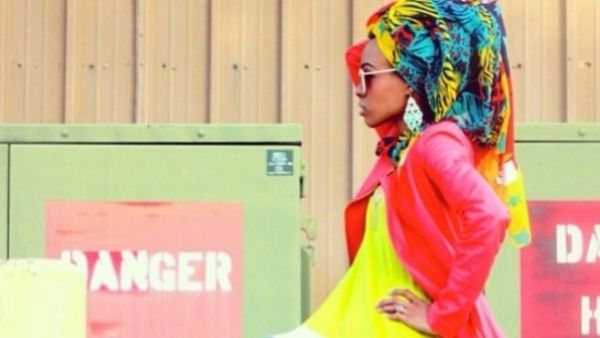The style component to the competition was won by Yasmeen Sabir for her tropical headscarf scarf coupled with a coral motorcycle jacket ensemble. (Image courtesy: American Hijab Design Contest)