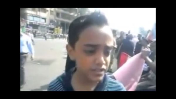 A YouTube screenshot of the boy who labelled ousted President Morsi's government as a 'fascist theocracy' (YouTube screengrab)