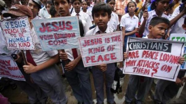 تظاهرة لمسيحيين في كالكوتا شرق الهند