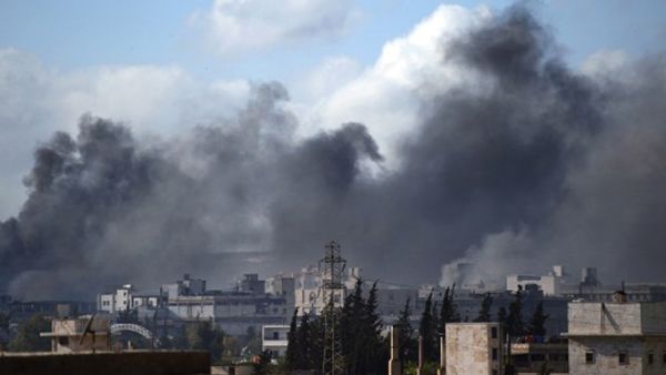 Syria warplanes launched strikes in the Damascus suburb of Mleha Monday after rebels seized the area's checkpoint from government forces (AFP)