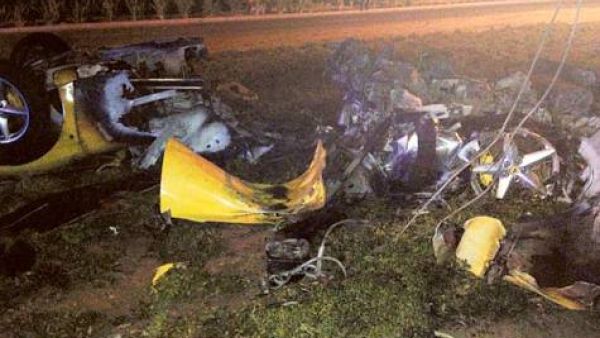A high-speed collision killed a driver, destroying his Ferrari. (source: Dubai Traffic Prosecution)