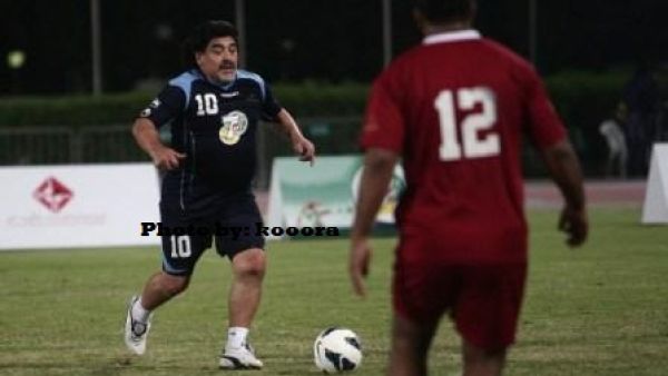 Diego Maradona suits up for his club team in Dubai. (image courtesy of Figo 29)
