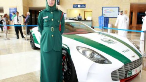 Luxury watch: Lt Mariam Al Ka’abi with the Aston Martin (Photo: xpress/ Zarina Fernandes)