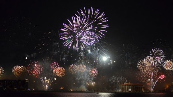 UAE broke the world record for the biggest fireworks display on Wednesday (Sahdi Ibrahim/AFP)