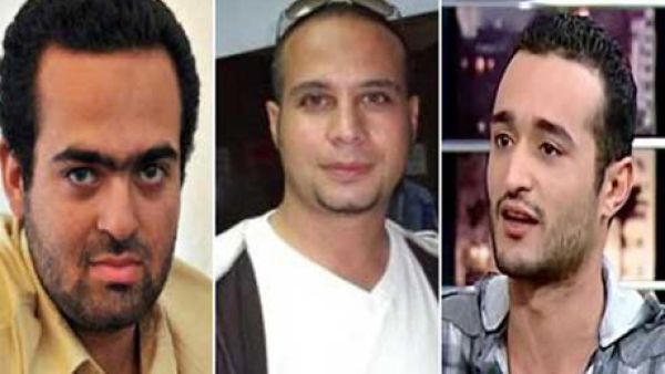 Ahmed Douma, Ahmed Maher, and Mohamed Adel face charges for violating Egypt's new protest law (Courtesy of Ahram Online)