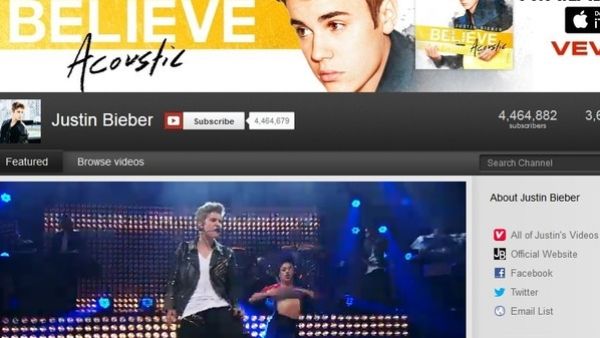 For internet talents wishing for the “YouTuber-turned-celebrity” dream to come true, just like that of American pop sensation Justin Beiber, Google says it can offer a helping hand. (Snapshot: Beiber's YouTube page)