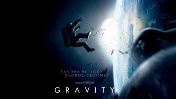 The poster for Bullock and Clooney's October blockbuster, "Gravity".