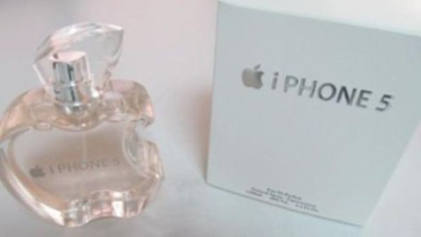 iPhone 5 perfume with matching Apple-style bottle.