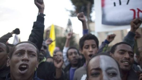 Ethiopian Jews in Israel protest against racism on January 18 in Tel Aviv.