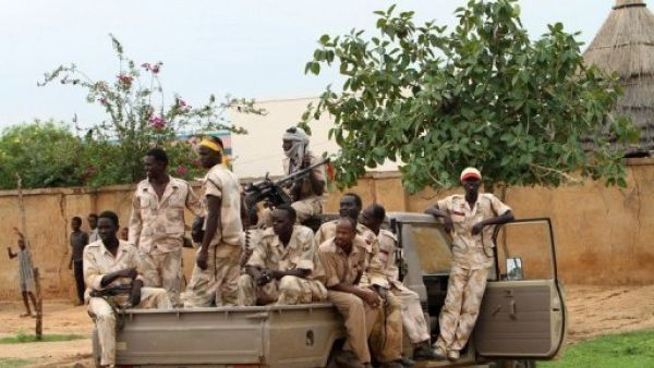 جنود سودانيون على متن شاحنة في جنوب كردفان، وسط السودان