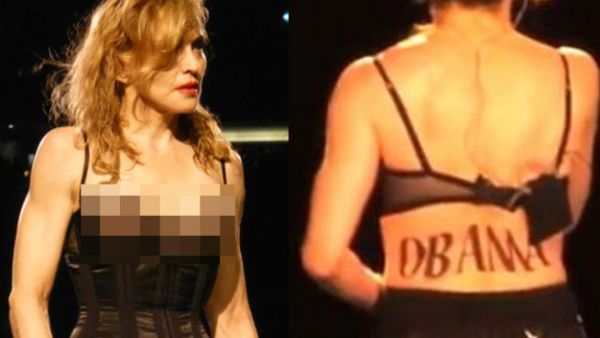 Madonna displays her 'Obama' back for Washington DC