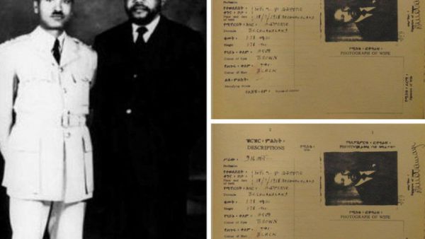 Nelson Mandela with Gen. Tadesse Beru (Left). In 1962, Mandela was issued an Ethiopian passport under the name David Motsamayi, which he used on his tour of several African countries. [Nazret.com]