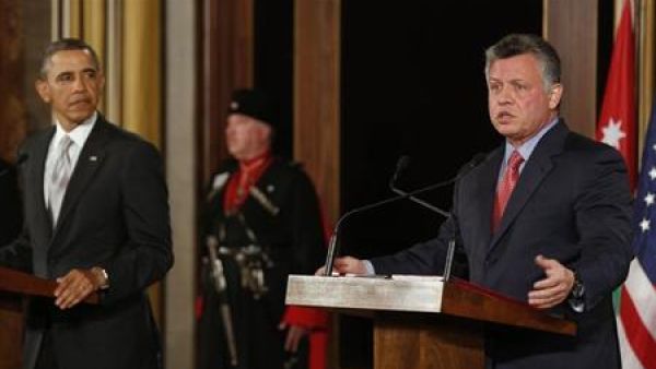 الرئيس الامريكي باراك اوباما مع عاهل الاردن في عمان يوم الجمعة