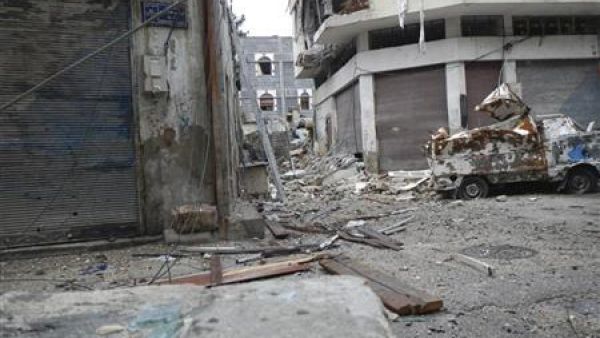 اثار القصف للمدينة القديمة في حمص 
