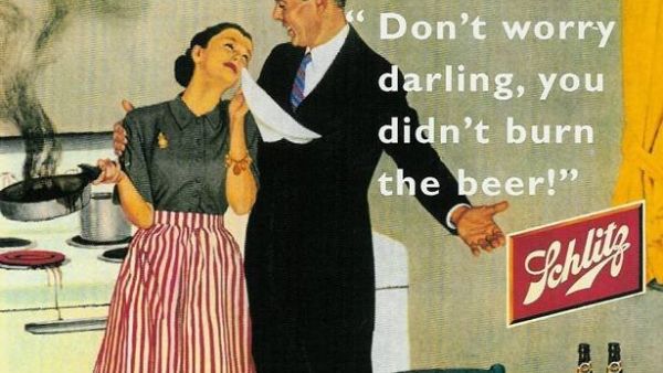 Oldie sexist ads are popular today - and an opportunity to view such 'bad jokes' without being labelled as un-PC or misogynistic. Still, found today on fridge magnets and giftable items.