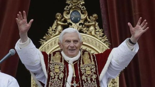 Pope Benedict XVI declaims to his Christmas audience