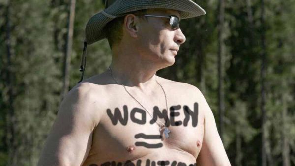 A spoof of Putin bare-chested is one of the many highlights from social media on #toplessjihad day.