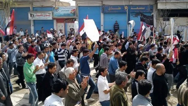 تظاهرات مطالبة بالاصلاح في مدينة القامشلي شمال شرق سوريا 
