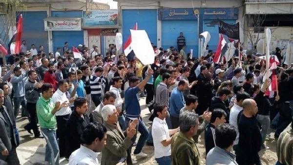 تظاهرات مطالبة بالاصلاح في مدينة القامشلي شمال شرق سوريا 
