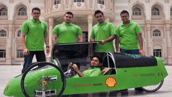 A team of mechanical engineering students from the American University of Sharjah have built the ultimate green machine and are all set to take part in the 2013 Shell Eco-Marathon. 