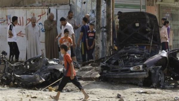 Sunni militants targeted Baghdad's Shiite neighborhood Husseiniyah earlier this year (Courtesy of Voice of America)