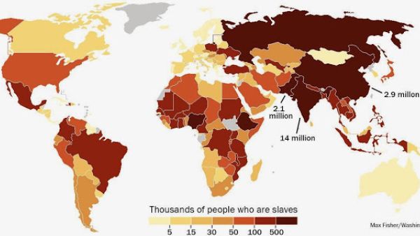 A look at the slavery in each country. (image courtesy of Max Fisher/Washington Post)