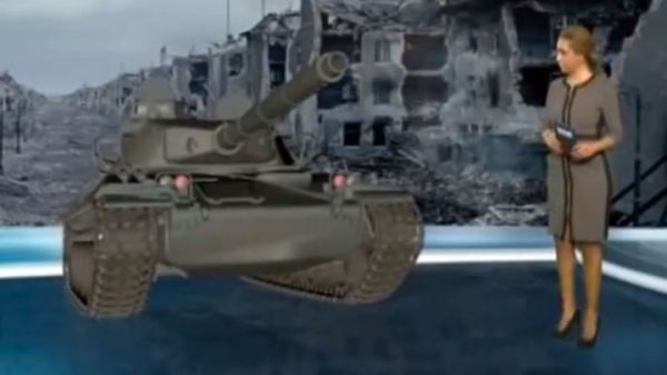 An Al-Jadeed TV newsreader presents the news in 3D. (Image: Youtube screenshot)