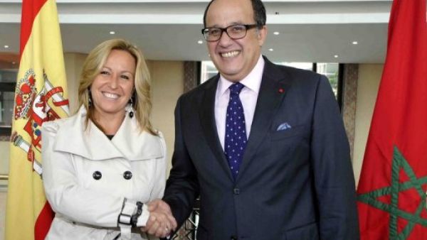 وزيرة الخارجية الاسبانية ترينيداد خيمينيث ونظيرها المغربي الطيب الفاسي الفهري في الرباط 
