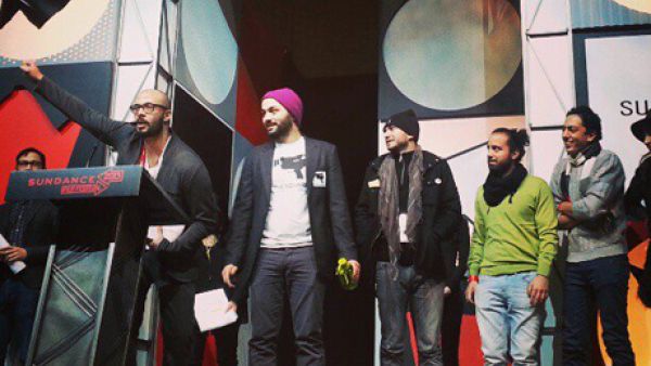 Mohamed Hamdy and Karim Amer at the awards ceremony (Photo: Sundance Film Festival Facebook Page)