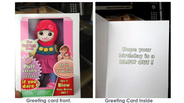 The card shows a Muslim girl in a hijab