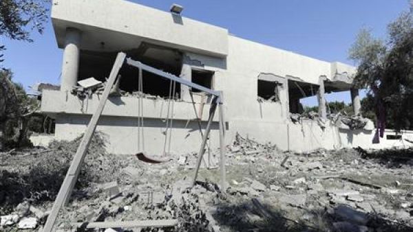 A house in Tripoli after being hit by a missle.