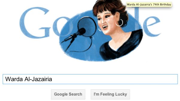 The iconic Warda Al-Jazairia receives a Google Doodle. (Image: Google) 