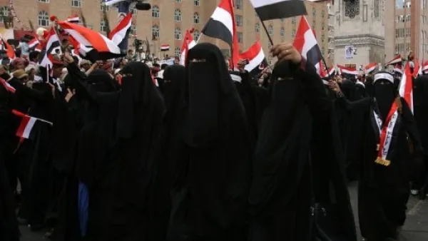يمنيات يتظاهرن في 22 ايار/مايو في صنعاء للمطالبة برحيل علي عبدالله صالح
