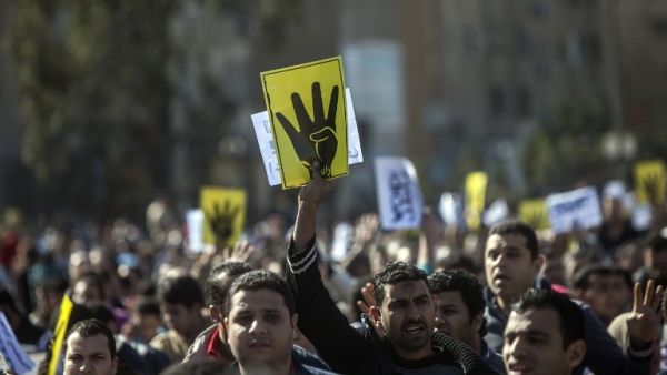 Muslim Brotherhood supporters are seen at a demonstration in Cairo on Jan. 24, 2014. (AFP/Mahmoud Khaled)