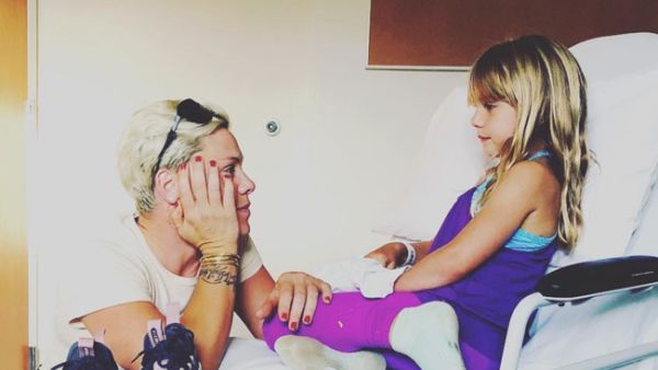 Pink's daughter has suffered a sprain (Source: pink / Instagram ) 