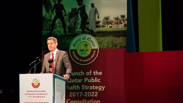 Egbert Schillings, CEO, WISH, speaks at the launch of Qatar Public Health Strategy 2017-2022 Consultation