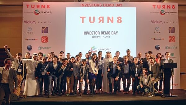 Entrepreneurs from the 10 start ups at the Turn 8 event at the Grosvenor House Hotel, Dubai Entrepreneurs from the 10 start ups at the Turn 8 event at the Grosvenor House Hotel, Dubai
