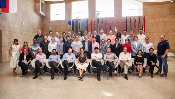 The participants in the Georgetown - ESADE Global Executive MBA (GEMBA) program during their classes in Georgetown Qatar