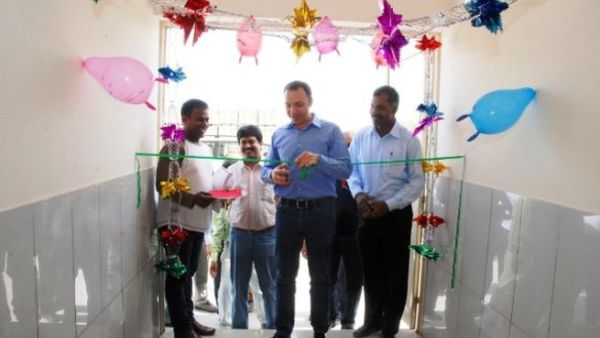Abdallah Massaad, Deputy CEO RAK Ceramics inaugurating the new accommodation buildings