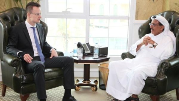Khalaf Ahmad Al Habtoor with Peter Szijjártó, Hungary’s Minister of State for Foreign and External Economic Affairs
