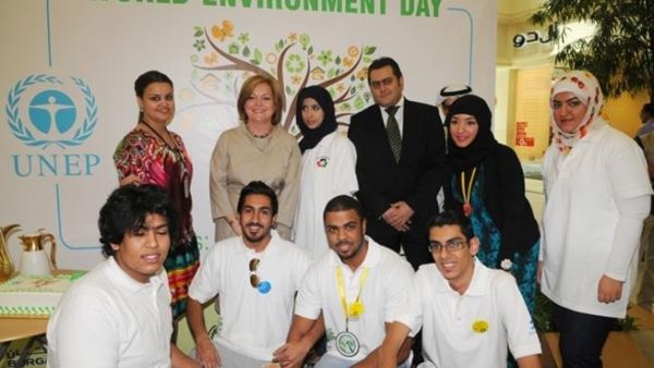 Burgan Bank employees celebrating Burgan Bank employees celebrating