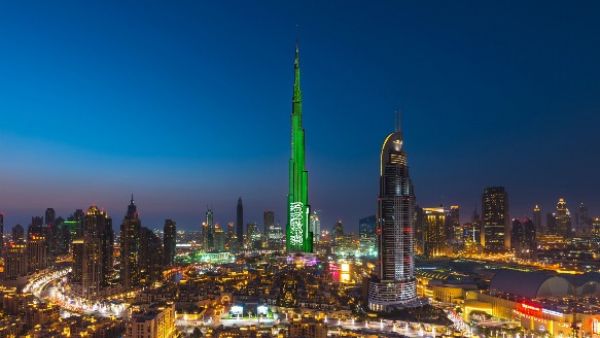Emaar celebrates Saudi National Day with spectacular illumination of Burj Khalifa with National flag colours