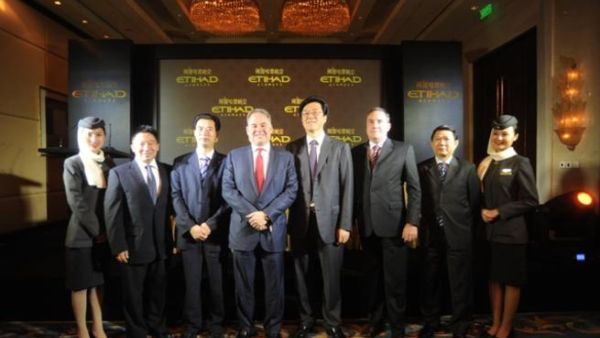 James Hogan, Etihad Airways CEO, announced the Chengdu service on July 5