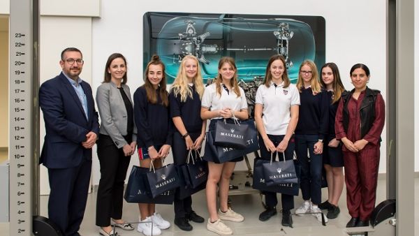 To start the school day, a fleet of luxurious Maserati cars transported the 8th and 9th Grade students from Dwight School Dubai to the Maserati service center for a complete tour of the facility. 