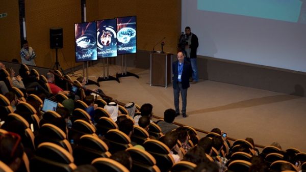 Dr. Maher Hakim, Executive Director, QSTP, speaks at the opening of the Arab Innovation Academy.