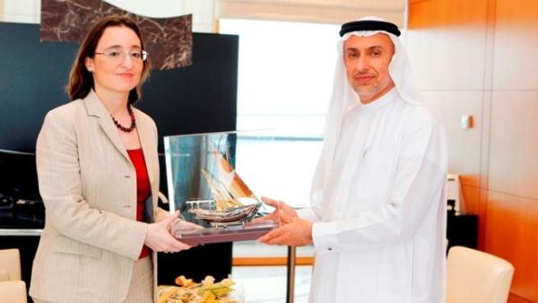 Mohammed Al Zarooni, Director General of the Dubai Airport Freezone and Belgian Ambassador, Anick Van Claster