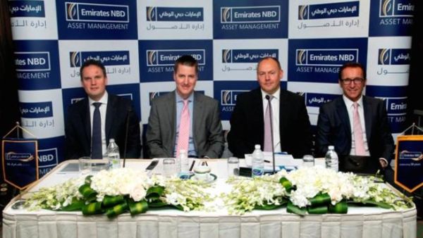 Neil Carter, Sales Director, Global Financial Institutions, Jupiter Asset Management, David Marshall, Senior Executive Officer, Emirates NBD Asset Management, Kevin Scott, Executive Director International at Jupiter Asset Management, and Steve Corrin, Head of Wholesale Retail Channels, Emirates NBD Asset Management